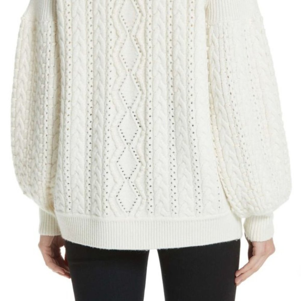 NWT M Cashmere Cable Cardigan Sweater Cream White - Picture 4 of 15